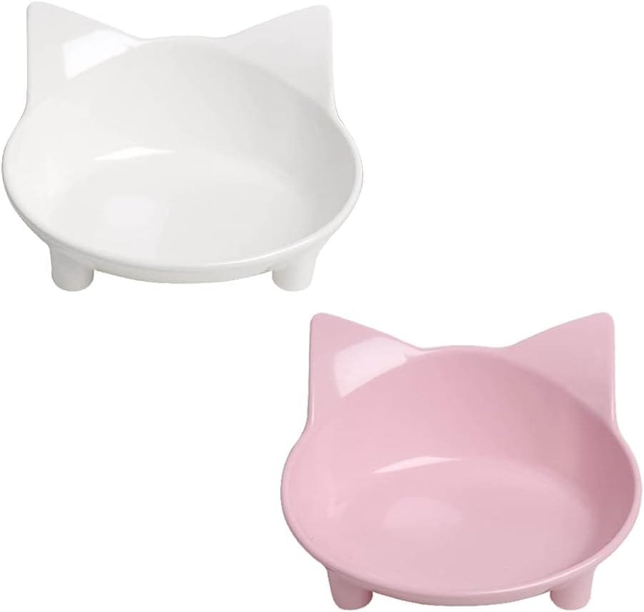 Topsats Cat Bowl Cat Food Bowls Non Slip Dog Dish Pet Food Bowls Shallow Cat Water Bowl Cat Feeding Wide Bowls to Stress Relief of Whisker Fatigue Pet Bowl of Rabbits Puppy(Safe Food-Grade)