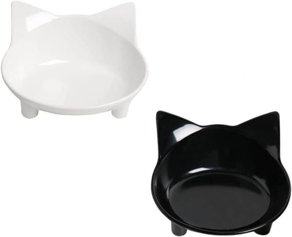 Topsats Cat Bowl Cat Food Bowls Non Slip Dog Dish Pet Food Bowls Shallow Cat Water Bowl Cat Feeding Wide Bowls to Stress Relief of Whisker Fatigue Pet Bowl of Rabbits Puppy(Safe Food-Grade)