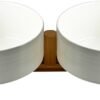Topsats Ceramic Dog and Cat Bowl with Wood Stand Non-Slip Matte Glaze Weighted Food Water Set for Cats &Small Dogs 13.5OZ