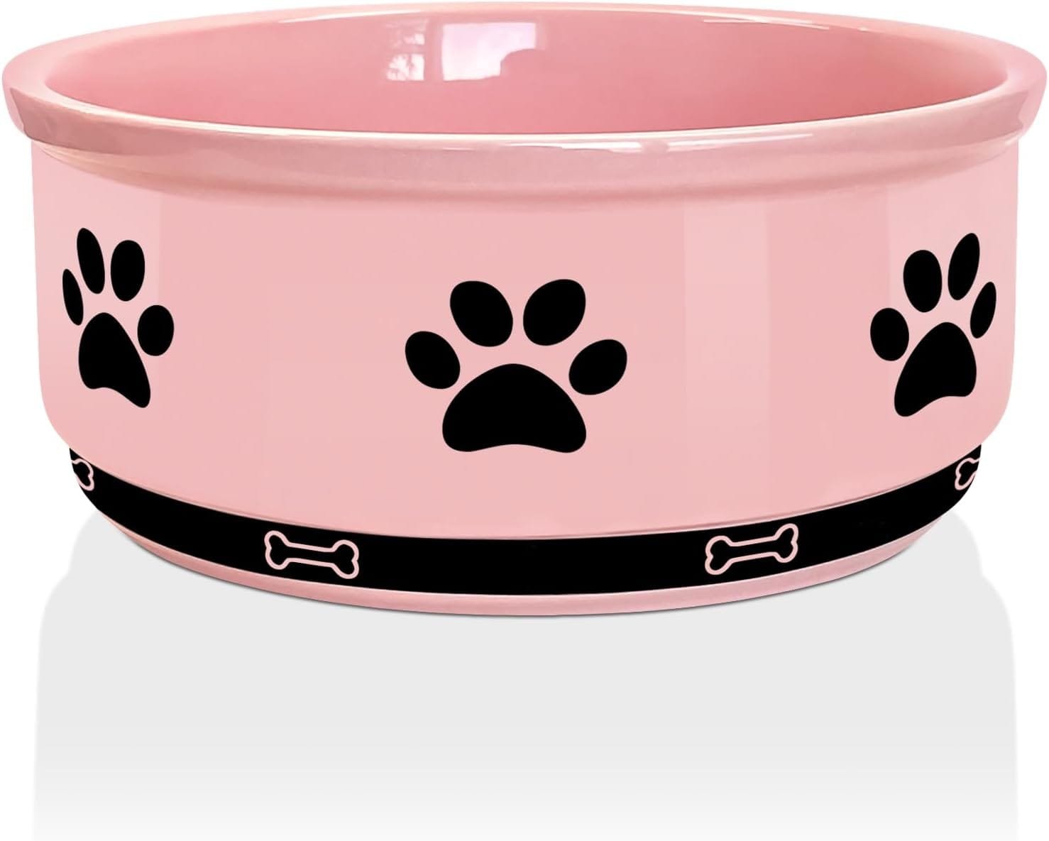 Topsats Ceramic Pet Bowl for Dogs and Cats, Weighted Non-Slip Dog Bowls Food and Water Dish, Durable Pets Feeding Bowls Suitable for Small, Medium, and Large Dogs, Pink, 36 Oz