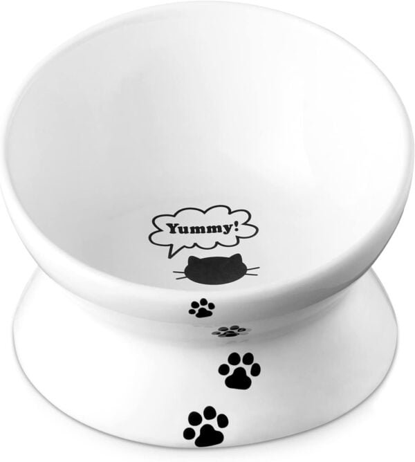 Topsats Cat Bowl Anti Vomiting, Raised Cat Food Bowls, Tilted Elevated Cat Bowl, Ceramic Pet Food Bowl for Flat Faced Cats, Small Dogs, Protect Pet’s Spine, Dishwasher Safe