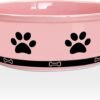 Topsats Ceramic Pet Bowl for Dogs and Cats, Weighted Non-Slip Dog Bowls Food and Water Dish, Durable Pets Feeding Bowls Suitable for Small, Medium, and Large Dogs, Pink, 36 Oz