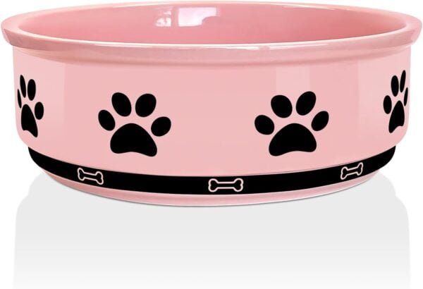 Topsats Ceramic Pet Bowl for Dogs and Cats, Weighted Non-Slip Dog Bowls Food and Water Dish, Durable Pets Feeding Bowls Suitable for Small, Medium, and Large Dogs, Pink, 36 Oz