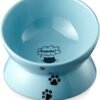 Topsats Cat Bowl Anti Vomiting, Raised Cat Food Bowls, Tilted Elevated Cat Bowl, Ceramic Pet Food Bowl for Flat Faced Cats, Small Dogs, Protect Pet’s Spine, Dishwasher Safe