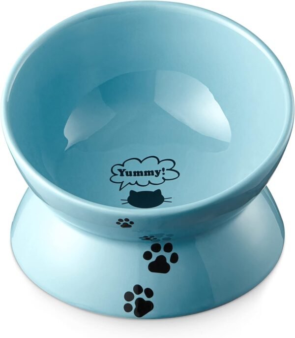 Topsats Cat Bowl Anti Vomiting, Raised Cat Food Bowls, Tilted Elevated Cat Bowl, Ceramic Pet Food Bowl for Flat Faced Cats, Small Dogs, Protect Pet’s Spine, Dishwasher Safe