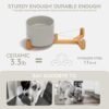 Topsats Ceramic Dog and Cat Bowl with Wood Stand Non-Slip Matte Glaze Weighted Food Water Set for Cats &Small Dogs 13.5OZ