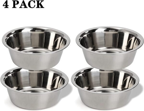 Topsats 4-Pack Stainless Steel Dog Bowl, Metal Food and Water Dish for Large Medium Small Dog, Elevated Stand, Kitten, Puppy