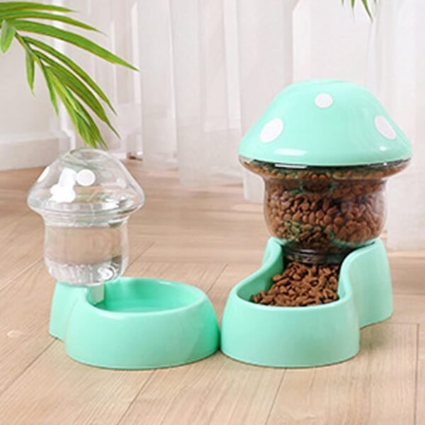 Topsats Automatic Feeders Automatic Pets Feeder Waterer Set 1800ml Cats Food Feeder and 500ml Dogs Water Dispenser with DIY Sticker for Small Medium Big Pets Green