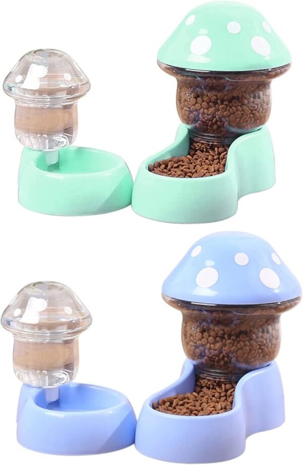 Topsats Automatic Feeders Automatic Pets Feeder Waterer Set 1800ml Cats Food Feeder and 500ml Dogs Water Dispenser with DIY Sticker for Small Medium Big Pets Green