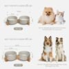 Topsats Ceramic Dog and Cat Bowl with Wood Stand Non-Slip Matte Glaze Weighted Food Water Set for Cats &Small Dogs 13.5OZ