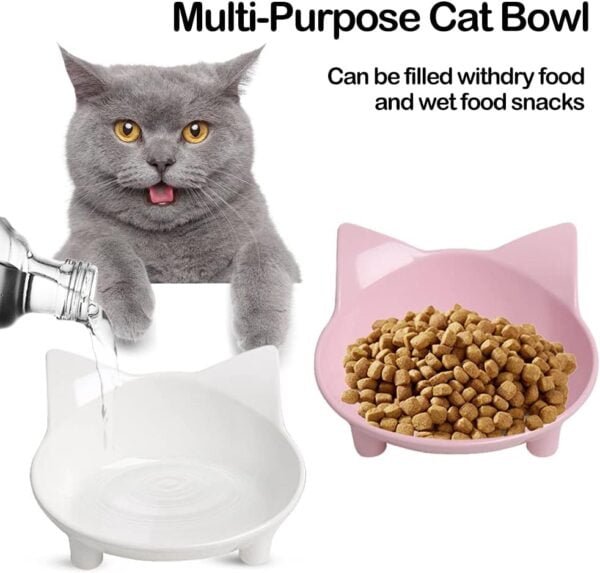 Topsats Cat Bowl Cat Food Bowls Non Slip Dog Dish Pet Food Bowls Shallow Cat Water Bowl Cat Feeding Wide Bowls to Stress Relief of Whisker Fatigue Pet Bowl of Rabbits Puppy(Safe Food-Grade)