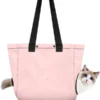 Topsats Cat & Dog Carrying Bag Portable Pet Soft Side Tote Bag Foldable Travel Pet Shoulder Bag Adjustable Hole Pet Carrying Bag Sturdy Lightweight Wearable Solid Color Pet Shopping Bag