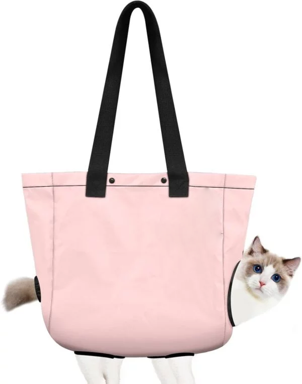 Topsats Cat & Dog Carrying Bag Portable Pet Soft Side Tote Bag Foldable Travel Pet Shoulder Bag Adjustable Hole Pet Carrying Bag Sturdy Lightweight Wearable Solid Color Pet Shopping Bag