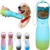 Topsats Dog Water Bottle, 19Oz Large Capacity Portable Dog Water Bowl, Food Grade Drinking Feeder & Dish Bowl, Unique Puppy Essentials for Outdoor Walking Traveling, Dog Gifts (Pink&Blue)