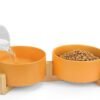 Topsats Ceramic Pet Bowls for Dog and Cat, Raised Dog Food and Water Bowl Set with Anti-Slip Wooden Stand, Grey Pets Dish Feeding Bowls Suitable for Small, Medium and Big Cats Dogs, 28 OZ