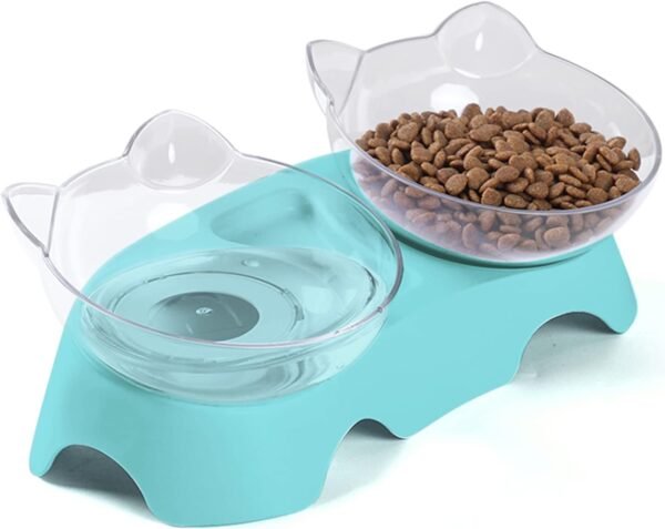 Topsats Cat Food Bowls Elevated Tilted, Anti Vomiting Orthopedic Kitty Bowls for Puppy and Bunny, Indoor Cats.