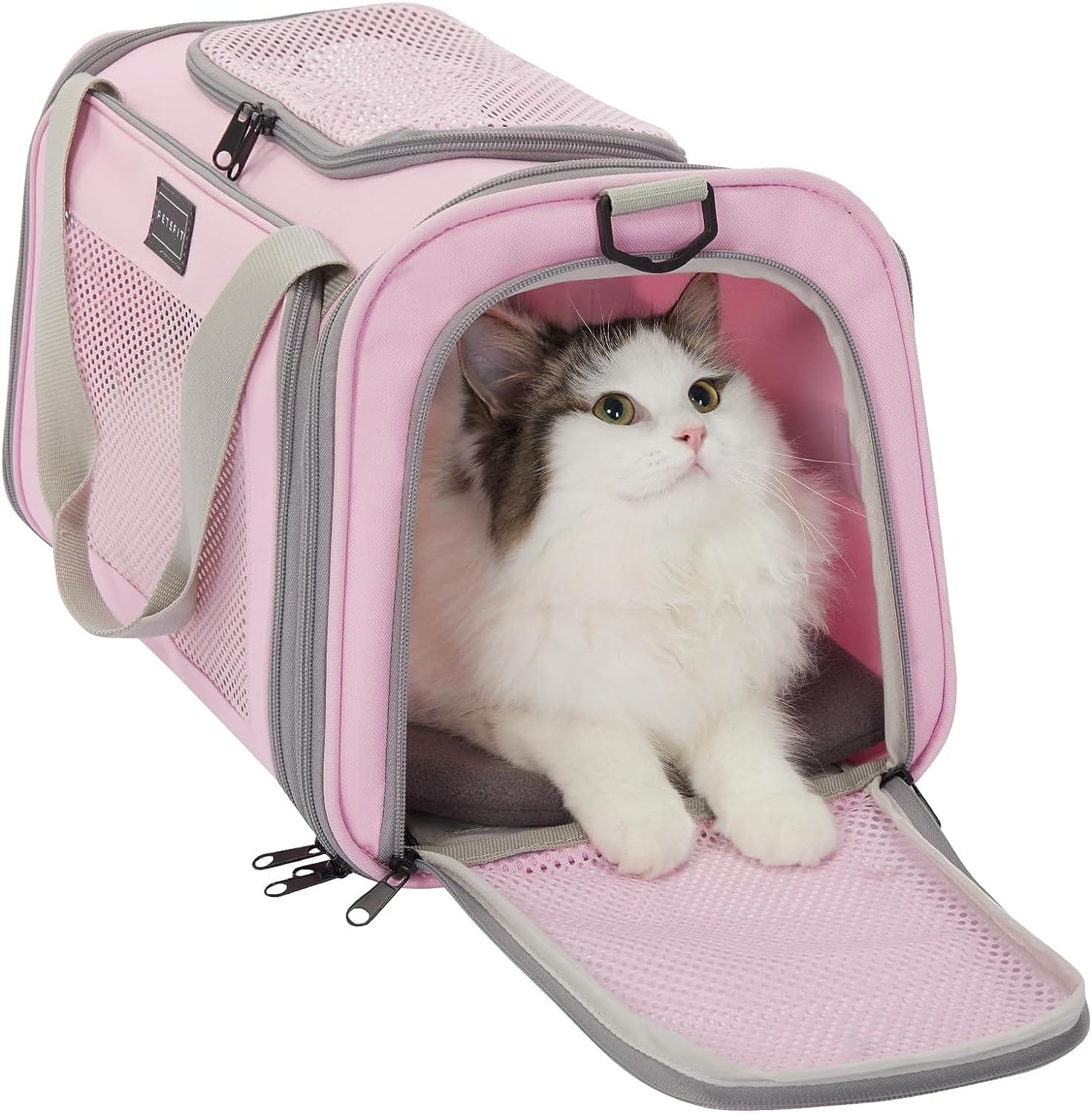 Topsats Cat Carrier, Pet Carrier Airline Approved, Cat Travel Carrier for Small and Medium Cats Under 12 Lbs, Soft Sided Kitten Carrier with Cozy Extendable Mat, Cat Carrier Bag, Pink