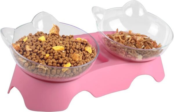 Topsats Cat Food Bowls Elevated Tilted, Anti Vomiting Orthopedic Kitty Bowls for Puppy and Bunny, Indoor Cats.