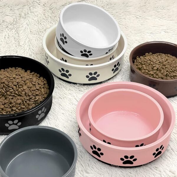 Topsats Ceramic Pet Bowl for Dogs and Cats, Weighted Non-Slip Dog Bowls Food and Water Dish, Durable Pets Feeding Bowls Suitable for Small, Medium, and Large Dogs, Pink, 36 Oz