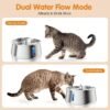 Topsats Cat Water Fountain Stainless Steel, 4L/135oz Dog Water Bowl Dispenser, Ultra-Quiet Large Automatic Pet Water Fountains for Cats and Dog Indoor Drinking with Water Level Window