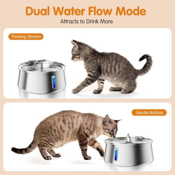 Topsats Cat Water Fountain Stainless Steel, 4L/135oz Dog Water Bowl Dispenser, Ultra-Quiet Large Automatic Pet Water Fountains for Cats and Dog Indoor Drinking with Water Level Window