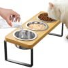 Topsats Elevated Cat Bowls with 3 Stainless Steel Bowls | 10?? Tilted Anti-Vomiting Raised Cat Food Bowls for Small Cats and Puppies Pet Bowls with Stand