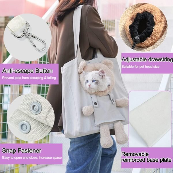 Topsats Cat Carrier Bag Canvas Shoulder Bag for Small Pets, Cute Bear-Shaped Small Dog Carrier Sling,Portable Puppy Carrying Bag, Soft Pouch Tote Bag for Rabbit Kitten Small Animal Supplies