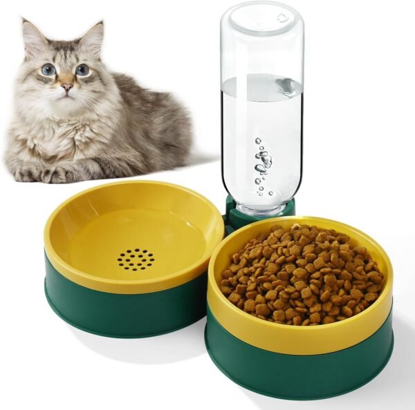 Topsats Cat Food Bowl, Cat Bowls Whisker Friendly with Water Dispenser for Cats and Small Dogs