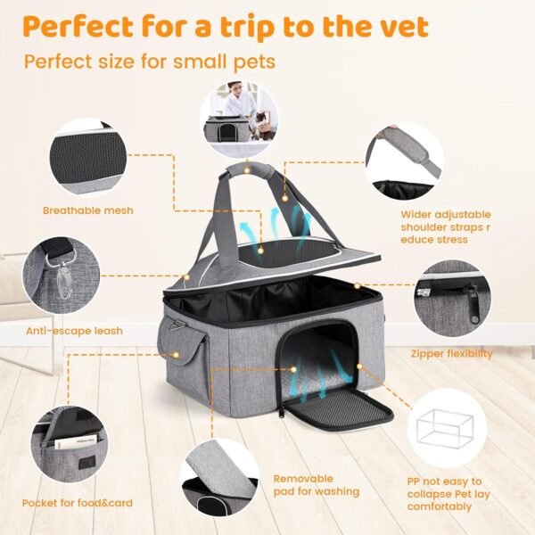 Topsats Cat Carrier Soft for 2 Kitten Cats 16x12x11 inches Small Pet Dog Carrier Pet Carrier Airline Approved, Foldable Traval Cat Carrying Bag Under 20lbs