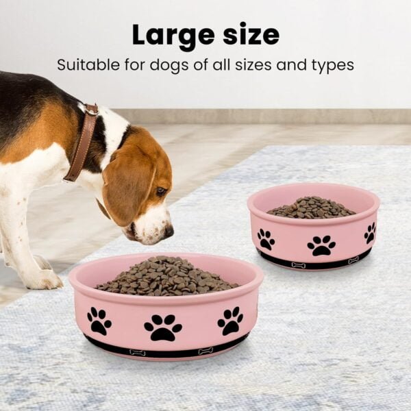 Topsats Ceramic Pet Bowl for Dogs and Cats, Weighted Non-Slip Dog Bowls Food and Water Dish, Durable Pets Feeding Bowls Suitable for Small, Medium, and Large Dogs, Pink, 36 Oz