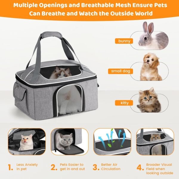 Topsats Cat Carrier Soft for 2 Kitten Cats 16x12x11 inches Small Pet Dog Carrier Pet Carrier Airline Approved, Foldable Traval Cat Carrying Bag Under 20lbs