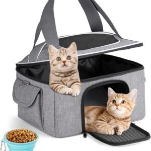 Topsats Cat Carrier Soft for 2 Kitten Cats 16x12x11 inches Small Pet Dog Carrier Pet Carrier Airline Approved, Foldable Traval Cat Carrying Bag Under 20lbs