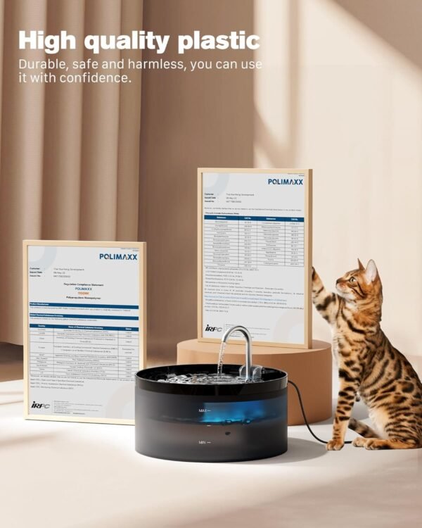 Topsats Cat Water Fountain:108oz/3.2L Cat Fountain Super Silent Pet Water Fountain – Water Fountains for Cats Indoor – Faucet Cat Fountain – Quiet Water Pump – Suitable for Cats and Dogs