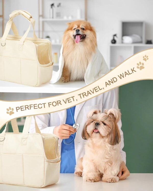 Topsats Dog Carrier Pet Bag Holds Up to 20lbs,Cotton Bag with Soft-Sided,Dog and Cat Carriers for Cats and Small Dogs,Carrier Airline Approved Pet Bag,Beige