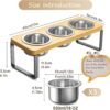 Topsats Elevated Cat Bowls with 3 Stainless Steel Bowls | 10?? Tilted Anti-Vomiting Raised Cat Food Bowls for Small Cats and Puppies Pet Bowls with Stand