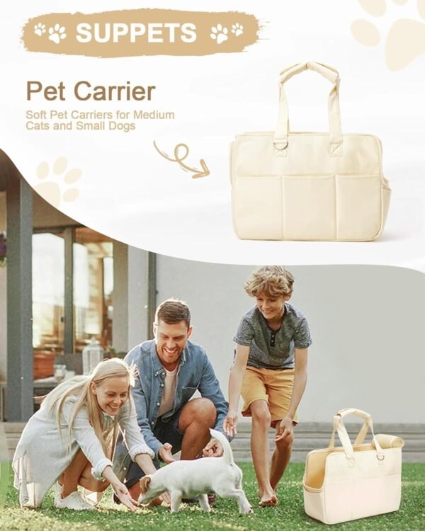 Topsats Dog Carrier Pet Bag Holds Up to 20lbs,Cotton Bag with Soft-Sided,Dog and Cat Carriers for Cats and Small Dogs,Carrier Airline Approved Pet Bag,Beige