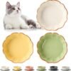 Topsats Cat Bowls – 3 Pieces Cat Food Bowl Cat Dishes with Silicone Non-Slip Mats, 5 Inches Cat Bowls for Indoor Cats, Ceramic Cat Food and Water Bowl Set Gift for Pet Lovers – White