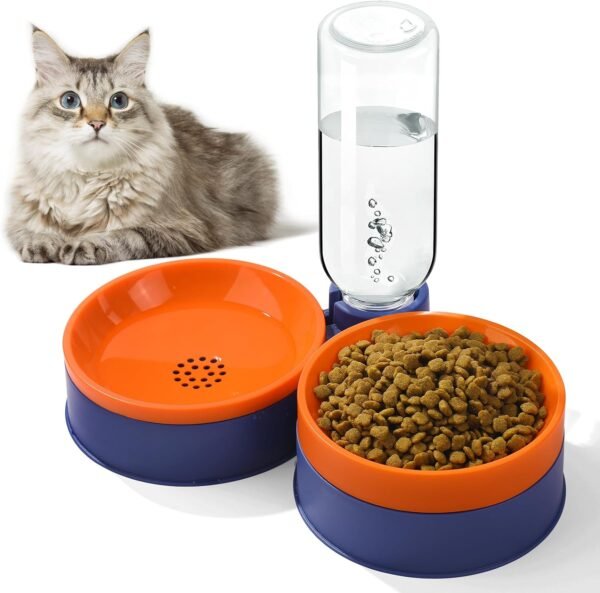 Topsats Cat Food Bowl, Cat Bowls Whisker Friendly with Water Dispenser for Cats and Small Dogs