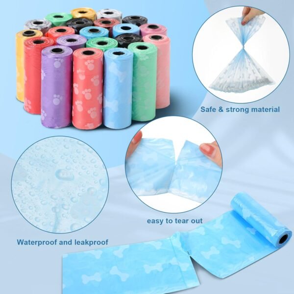 Topsats 1270 Pcs Pet Supplies Include 1260 Dog Pet Waste Bags and 10 Dispenser, Plastic Leak Proof Dog Bags for Poop Tear Resistant Dog Trash Bags for Puppy Outdoor Walking Travel Supplies, 15 Pcs/Roll