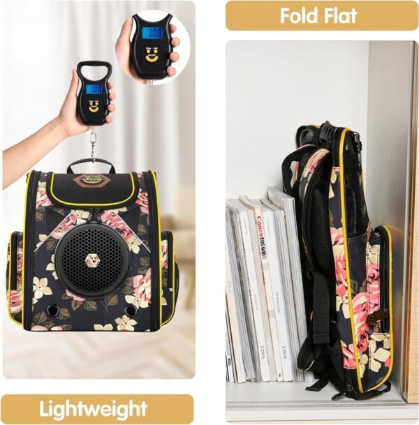 Topsats Cat Backpack Carrier Airline Approved Carrier Backpack for Small Dog Carrier with Ventilated Design Collapsible and Waterproof, Pet Carrier Backpack with Washable Pad for Travel/Outdoor-Floral