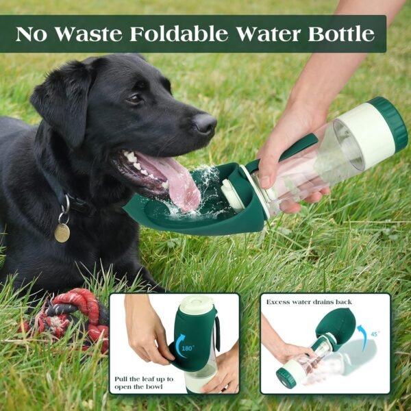 Topsats Upgraded Dog Water Bottle, Portable Dog Cat Puppy Pet Water Dispenser Feeder with Drinking Cup and Food Container Leak Proof for Outdoor Walking, Travel, Hiking 12OZ