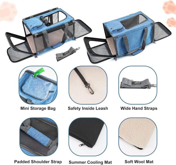 Topsats Pet Carrier for Large and Medium Cats, Soft-Sided Pet Carrier for Big Medium Cats and Puppy, Dog Carriers Cat Carriers Pet Privacy Protection Travel Carriers