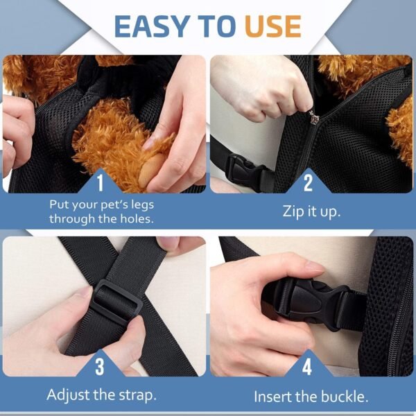 Topsats Pet Dog Carrier Backpack Adjustable Dog Front Carrier, Legs Out Easy-Fit Dog Travel Backpack Carrier for Hiking Camping for Small Medium Dogs Cats and Rabbits (Medium (Pack of 1), A-Black)