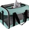 Topsats Cat Carrying Case Pet Dog Carrier Soft-Sided Cat Bag Airline Approved, Pet Travel Carrier Up to 15 Lbs, Collapsible Cat Carrier Dog Carrier for Medium Cats Small Cats Dogs(17x11x11 green)