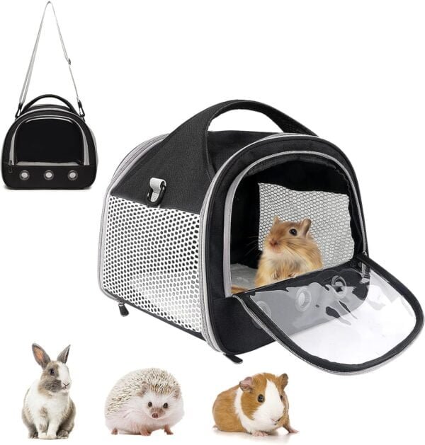 Topsats Small Pet Carrier Bag with Mat Guinea Pig Travel Carrier with Strap Portable Breathable Rabbit Carrier Outdoor Pet Bag for Ferret Bunny Hedgehog Guinea Pig