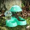 Automatic Feeders Automatic Pets Feeder Waterer Set 1800ml Cats Food Feeder and 500ml Dogs Water Dispenser with DIY Sticker for Small Medium Big Pets Green