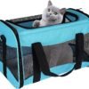 Topsats Cat Carrying Case Pet Dog Carrier Soft-Sided Cat Bag Airline Approved, Pet Travel Carrier Up to 15 Lbs, Collapsible Cat Carrier Dog Carrier for Medium Cats Small Cats Dogs(17x11x11 green)