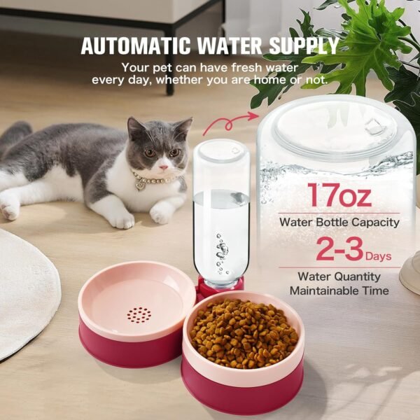 Topsats Cat Food Bowl, Cat Bowls Whisker Friendly with Water Dispenser for Cats and Small Dogs