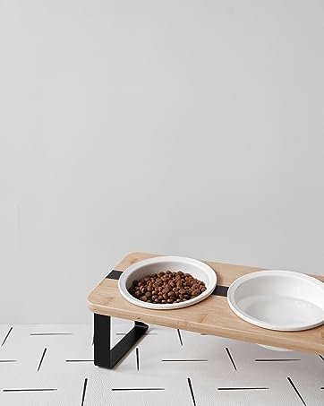 Elevated Cat Ceramic Bowls Stand